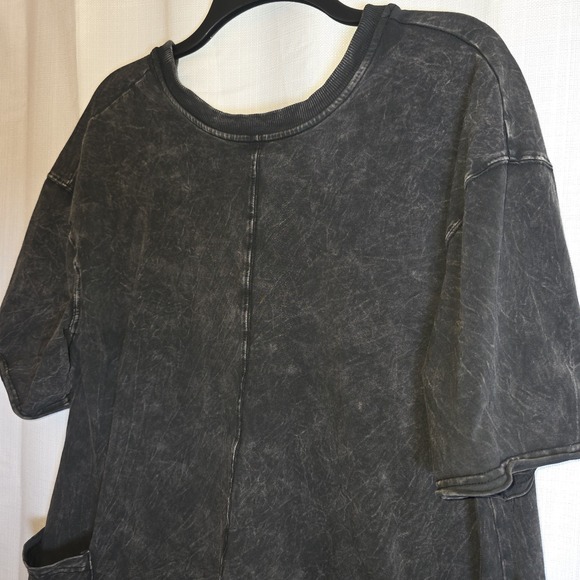 Free People FP Movement Romper Size Small Hot Shot Tee Washed Black Oversized - Picture 3 of 13